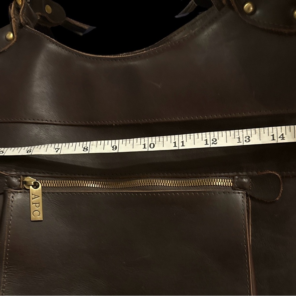 AP.C Vintage Genuine Espresso Brown Superb Quality Leather Travel Tote. - Picture 5 of 9
